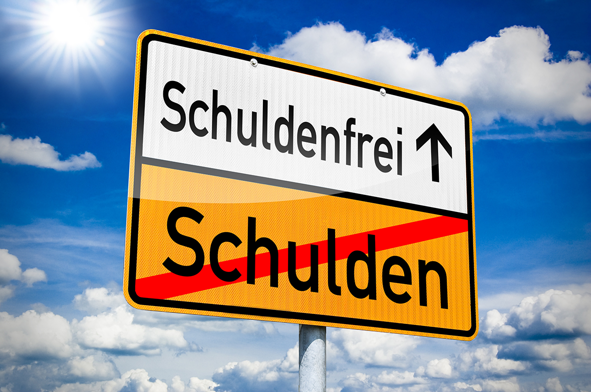 Logo der Insolvenzhilfe Klein & Hauser: Verkehrszeichen „Schuldenfrei“